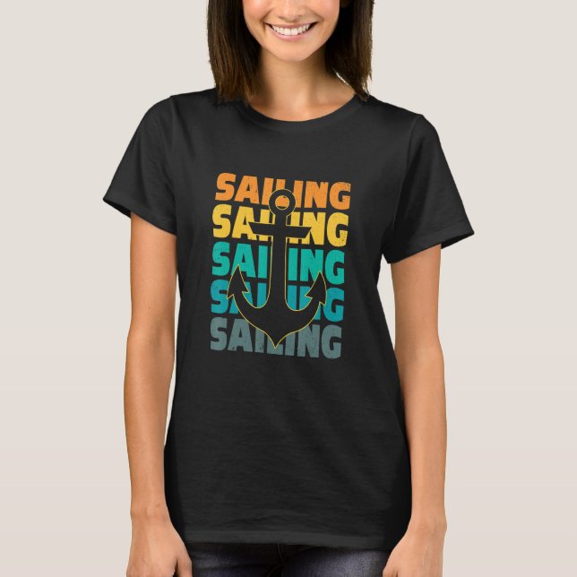 Retro Graphic Sailboat Captain Sailing Sea Boat Sa T Shirt (Framsida)