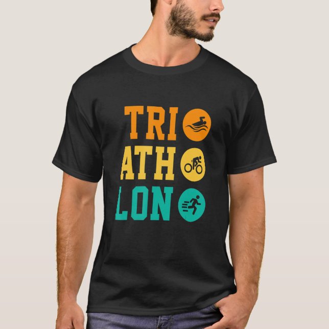 Retro Graphic Springa Bike Simma Triathlon Triathl T Shirt (Framsida)