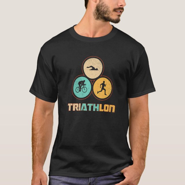 Retro Graphic Springa Bike Simma Triathlon Triathl T Shirt (Framsida)