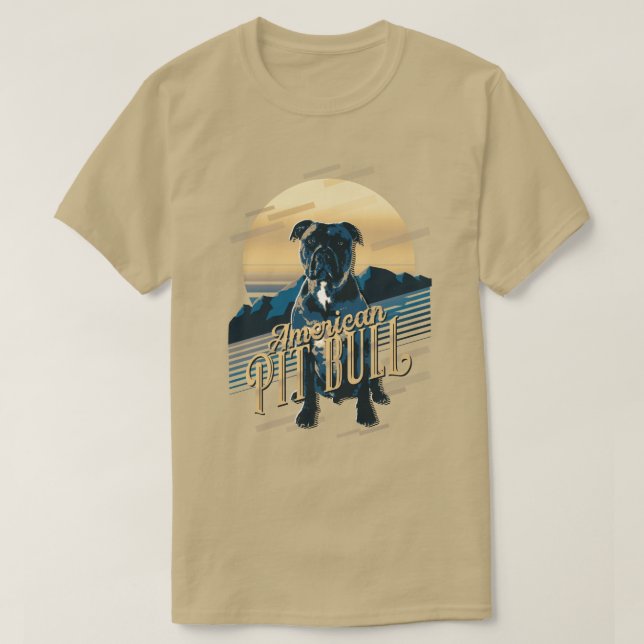 Retro Graphics American Pit Bull Blue ID754 T Shirt (Design framsida)
