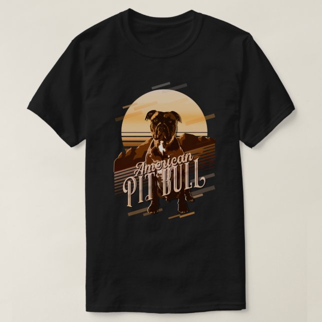 Retro Graphics American Pit Bull Guld ID754 T Shirt (Design framsida)