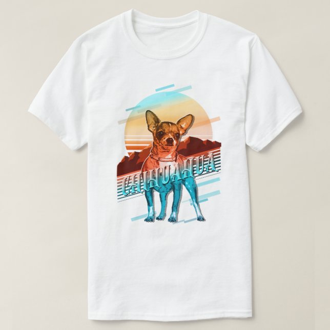 Retro Graphics Chihuahua Multi-Färg ID754 T Shirt (Design framsida)