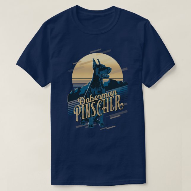 Retro Graphics Doberman Blue ID754 T Shirt (Design framsida)