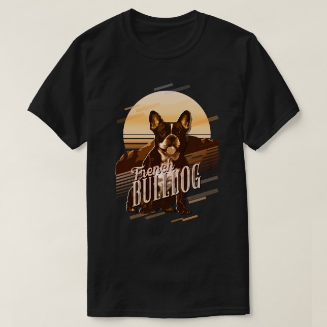 Retro Graphics Fransk Bulldog Guld ID754 T Shirt (Design framsida)
