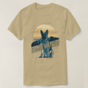 Retro Graphics German Shepherd Blue ID754 T Shirt