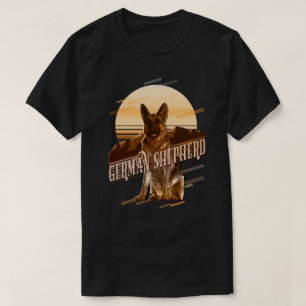 Retro Graphics German Shepherd Guld ID754 T Shirt