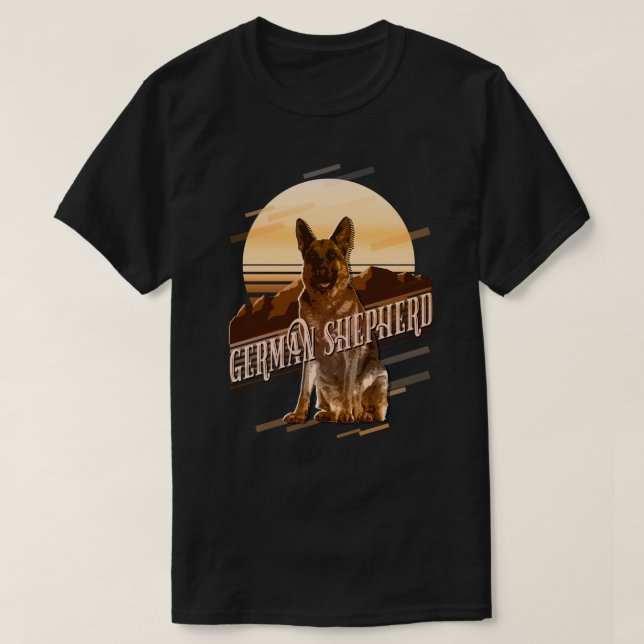 Retro Graphics German Shepherd Guld ID754 T Shirt (Design framsida)