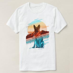 Retro Graphics German Shepherd Multi-Färg ID754 T Shirt