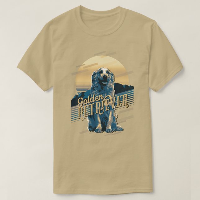 Retro Graphics Golden Retriever Blue ID754 T Shirt (Design framsida)
