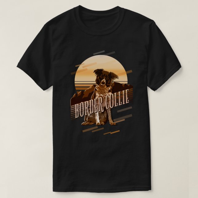 Retro Graphics Gräns Collie Guld ID754 T Shirt (Design framsida)