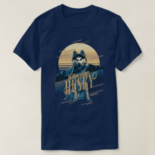 Retro Graphics Siberian husky Blue ID754 T Shirt