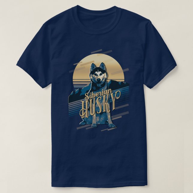 Retro Graphics Siberian husky Blue ID754 T Shirt (Design framsida)
