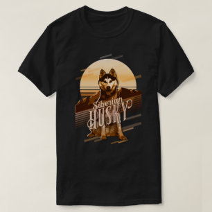 Retro Graphics Siberian husky Guld ID754 T Shirt