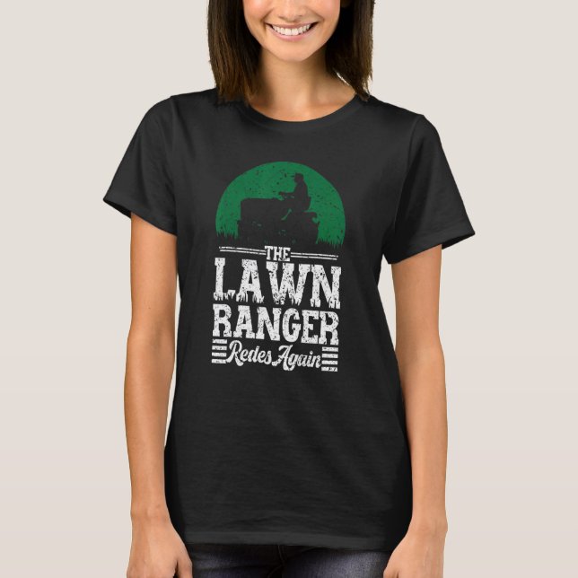 Retro Grass Gräsmatta Mower Mwing Gräsmatta Rides  T Shirt (Framsida)