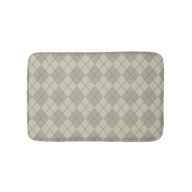 Retro Grått Argyle Bathroom Matta Bath Mat (Framsidan)