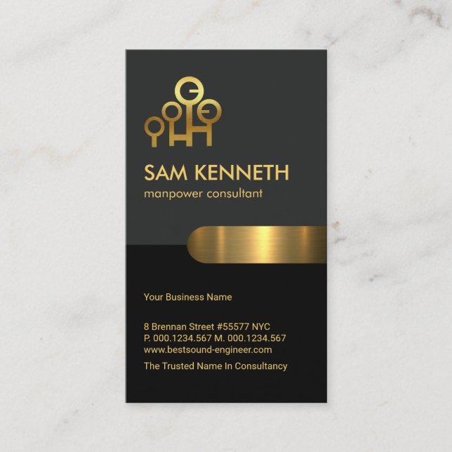 Retro Grått Black Column Manpower Consultant Visitkort (Framsida)