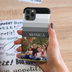 Retro Grått Black Rand Photo monogram