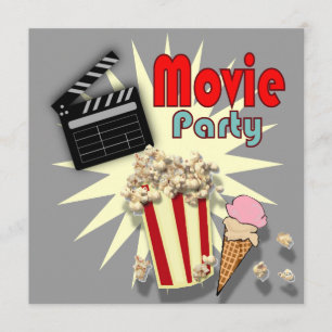 Retro Grått Boys Movie Födelsedagsfest inbjudan
