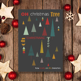 Retro Grått Colorful Oh Julgran Helgdag Card Kort