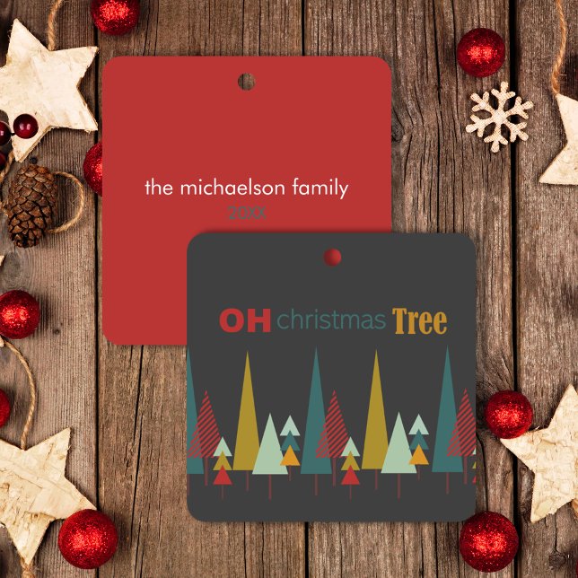 Retro Grått Colorful Oh Julgran Helgdag Julgransprydnad Keramik (Skapare uppladdad)