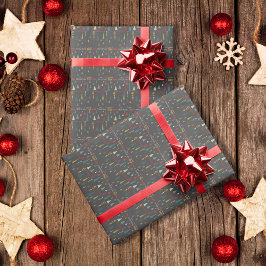 Retro Grått Colorful Oh Julgran Helgdag Presentpapper