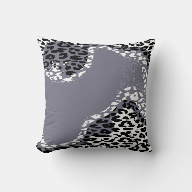 Retro Grått Leopard Print och Modern Design Kudde (Framsida)