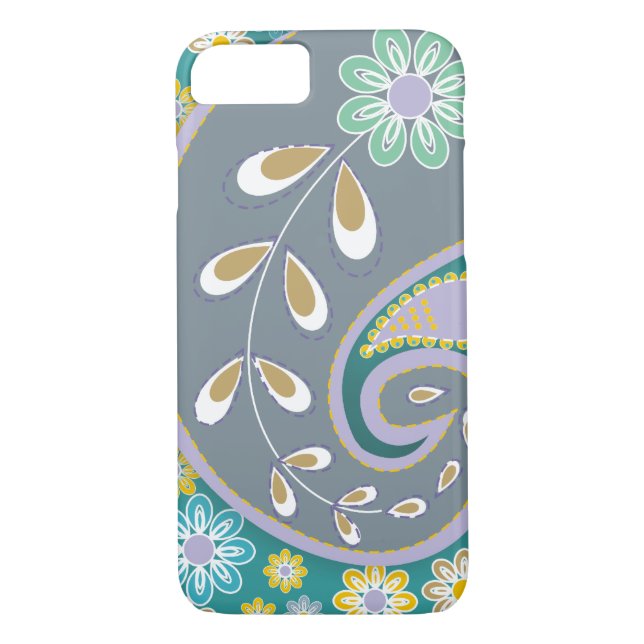 Retro grått paisley-anpassningsbar Case-Mate iPhone skal (Baksida)
