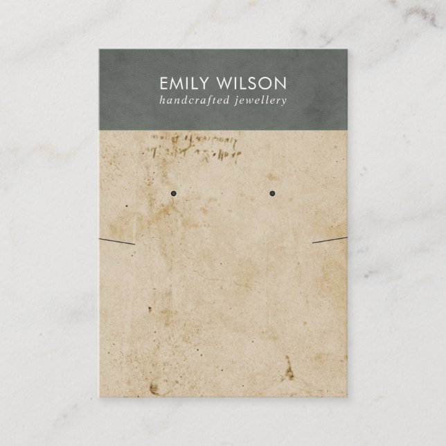 RETRO GRÅTT PAPPRARE STRUKTUR NECKLACE ÖKANDE VISN VISITKORT (Framsida)