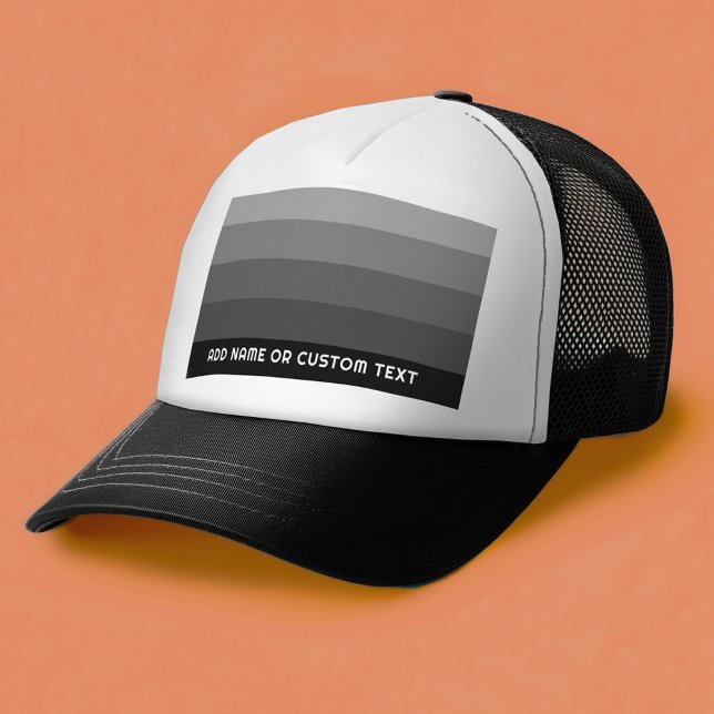 Retro Grått Rand med enkel Sans Serif Namn Keps (Custom Trucker hat)