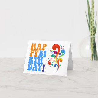 Retro Grattis på födelsedagen Card 1970 Stil Vinta Helgkort