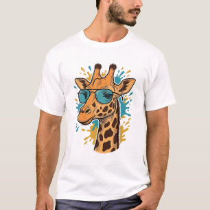 Retro Graverad Cool Giraffd Solglasögon Tröja Des