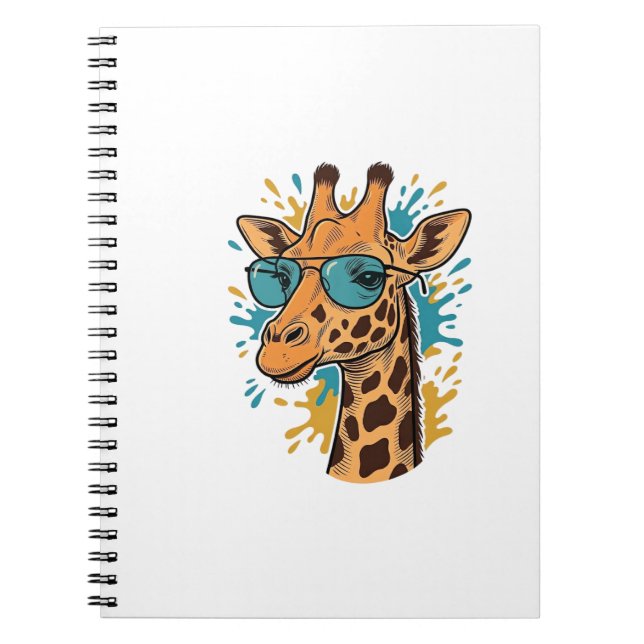 Retro Graverade Coola Glasögon Giraff Tröja Des Anteckningsbok (Framsidan)