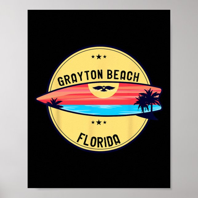 Retro Grayton Beach Florida Strand Surfing  Poster (Framsidan)