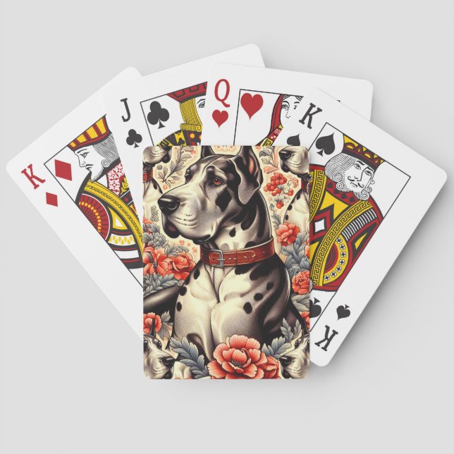 Retro Great dane Illustration Casinokort (Baksidan)