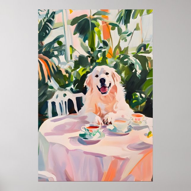 Retro Great Pyrenees-affisch, Great Pyrenees Olja Poster (Framsidan)