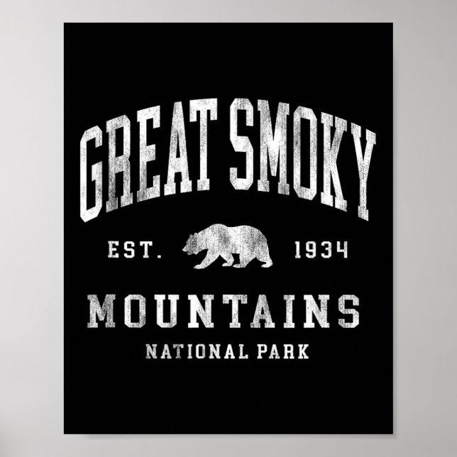Retro Great Smoky Mountains National Park Mens Wom Poster (Framsidan)