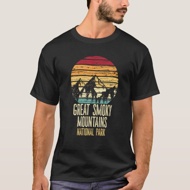 Retro Great Smoky Mountains nationalpark Mountain T Shirt (Framsida)