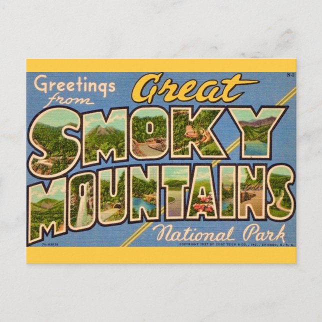 Retro Great Smoky Mountains Vykort (Framsida)