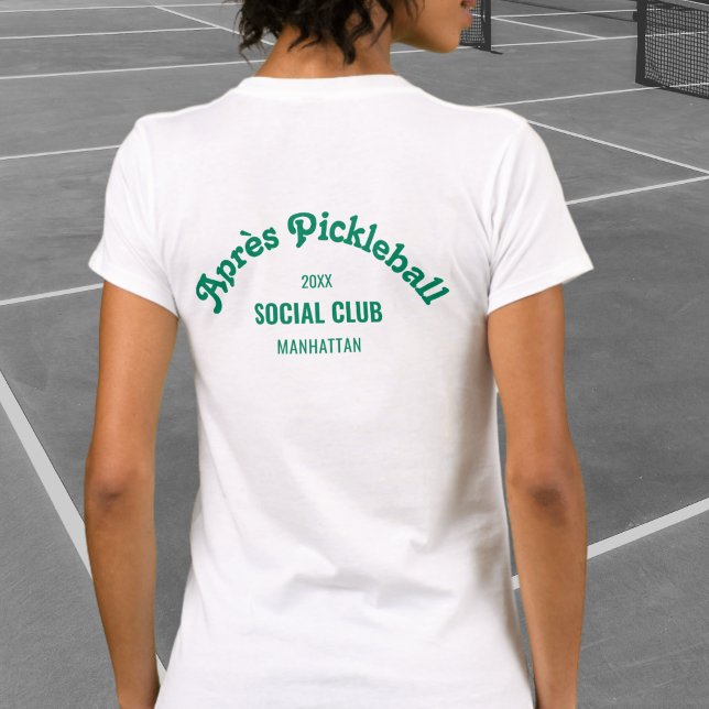 Retro Green Après Pickle Ball Social Club White T Shirt (Skapare uppladdad)
