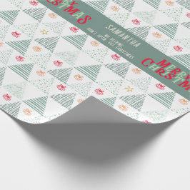 Retro Green Christmas Trees Modern Abstract Unique Presentpapper