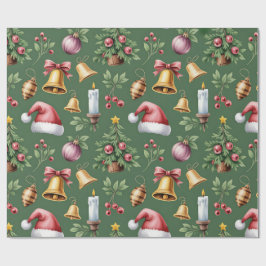 Retro Green Christmas Wrapping Paper Presentpapper
