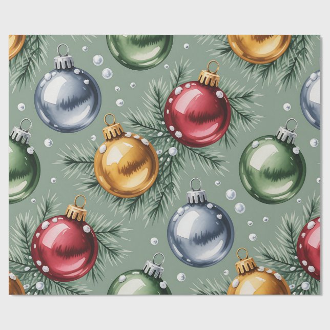 Retro Green Christmas Wrapping Paper Presentpapper (Platt)