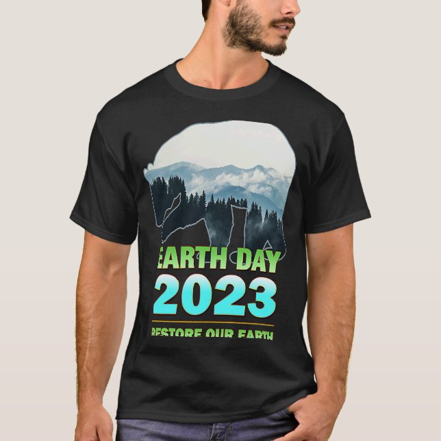 Retro Green Eco Friendly Earth Day 2023 T Shirt (Framsida)