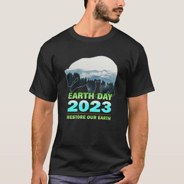 Retro Green Eco Friendly Earth Day 2023 T Shirt (Framsida)