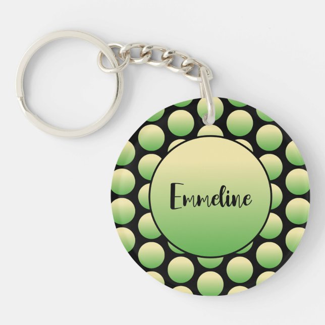 Retro Green Polka Dots Black Script Name  (Framsidan)