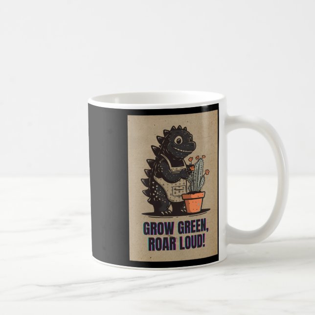 Retro Greenzilla – Söt Godzilla Trädgårdsdekal Kaffemugg (Höger)