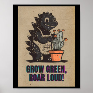 Retro Greenzilla – Söt Godzilla Trädgårdsdekal Poster