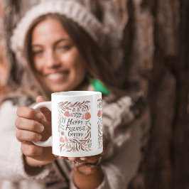 Retro grenar lövs pumpor faller Thanksgiving Kaffemugg