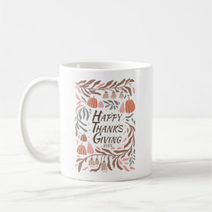 Retro grenar lövs pumpor faller Thanksgiving Kaffemugg