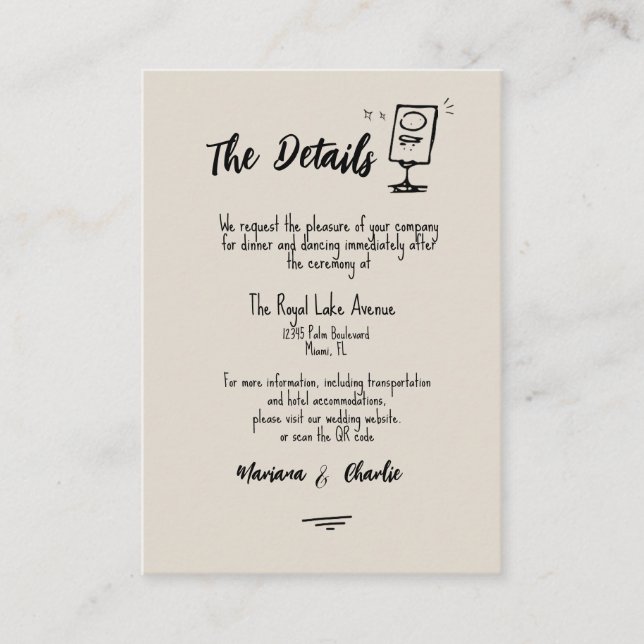 Retro Grey Hand Drawn Illustrated The Details  Tilläggskort (Framsida)